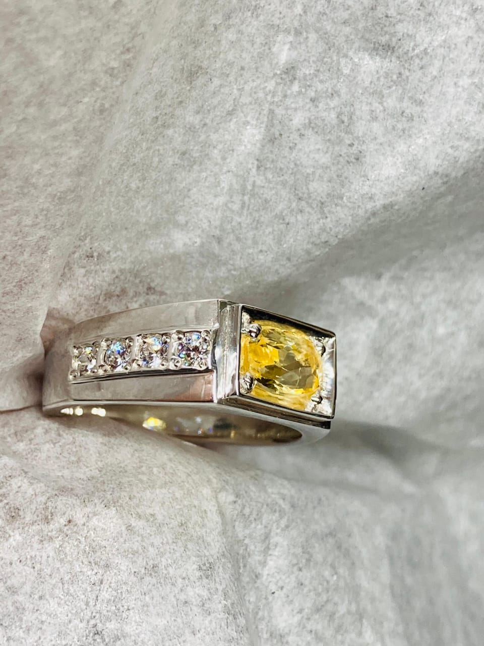 Silver Ring with Yellow Sapphire