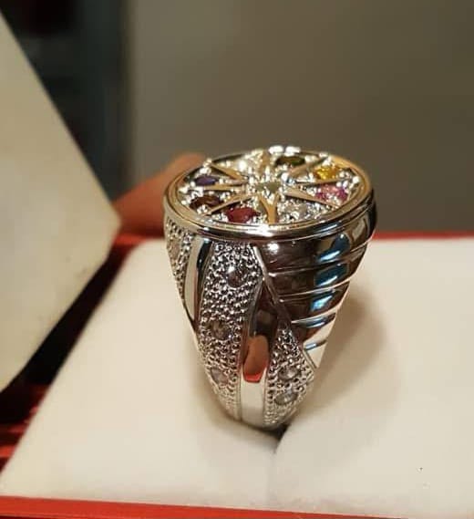 Silver Ring with Nawarathna Stones