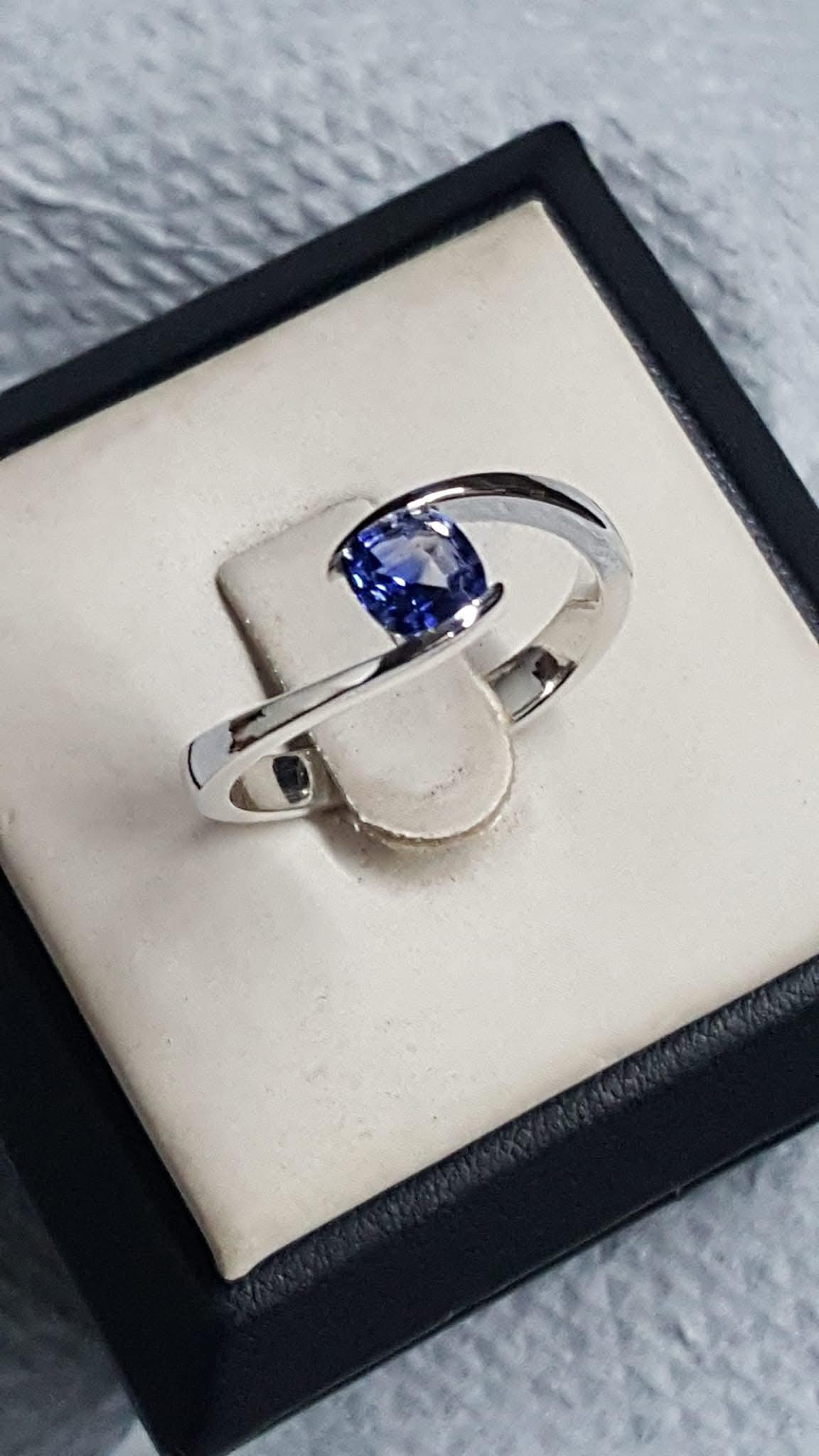 Silver Ring with Blue Sapphire (Ladies)